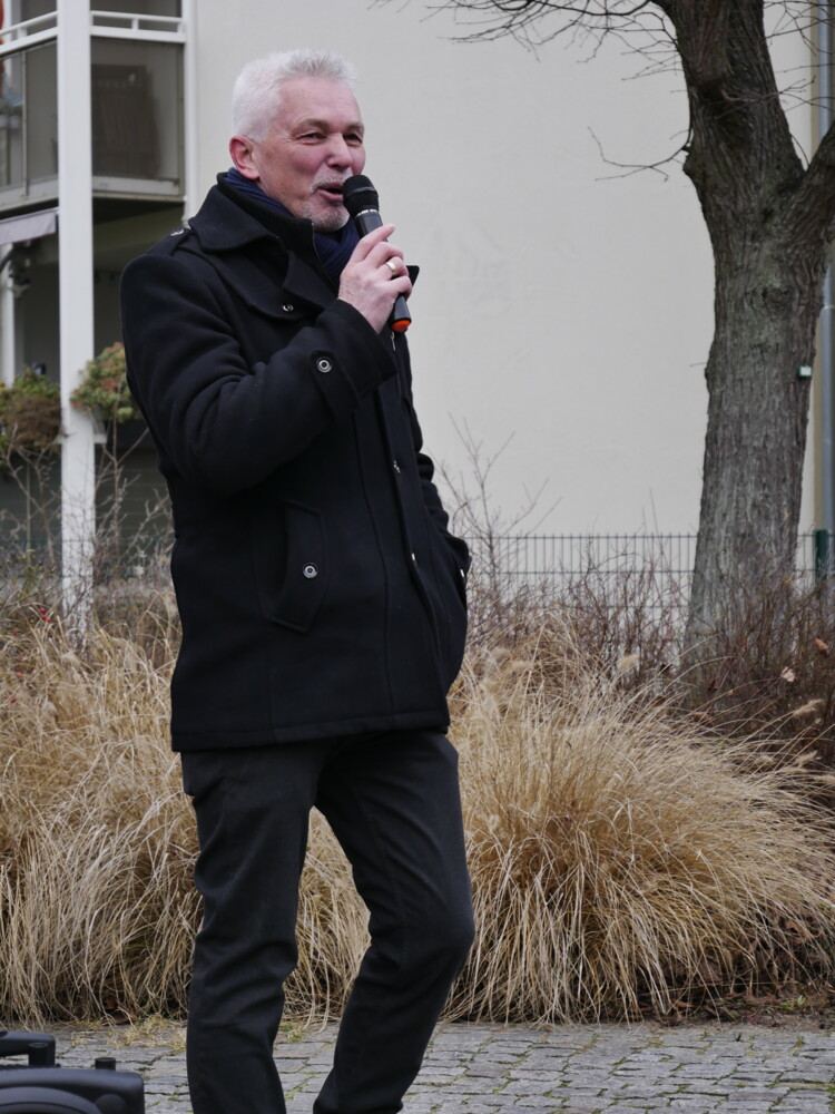 Bürgermeister Henryk Pilz während seiner Ansprache auf dem Neujahrsempfang der Stadt Erkner